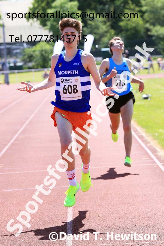 Mens Under-20s 1500 metres, 2024 North Eastern Track and Field Champs., Middlesbrough.  Photo: David T. Hewitson/Sports for All Pics